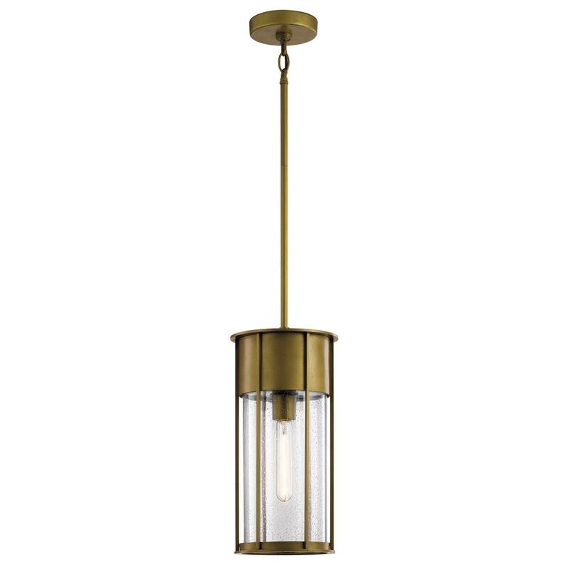 Kichler Camillo 18 Inch 1 Light Hanging Pendant with Clear Seeded Glass in Natural Brass