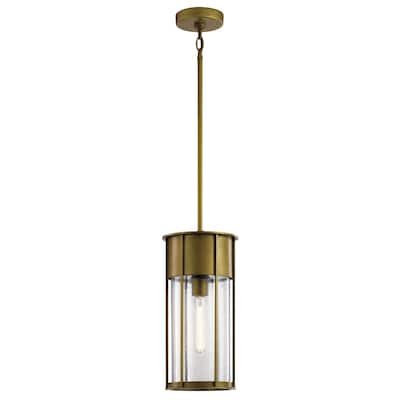 Kichler Camillo 18 Inch 1 Light Hanging Pendant with Clear Seeded Glass in Natural Brass