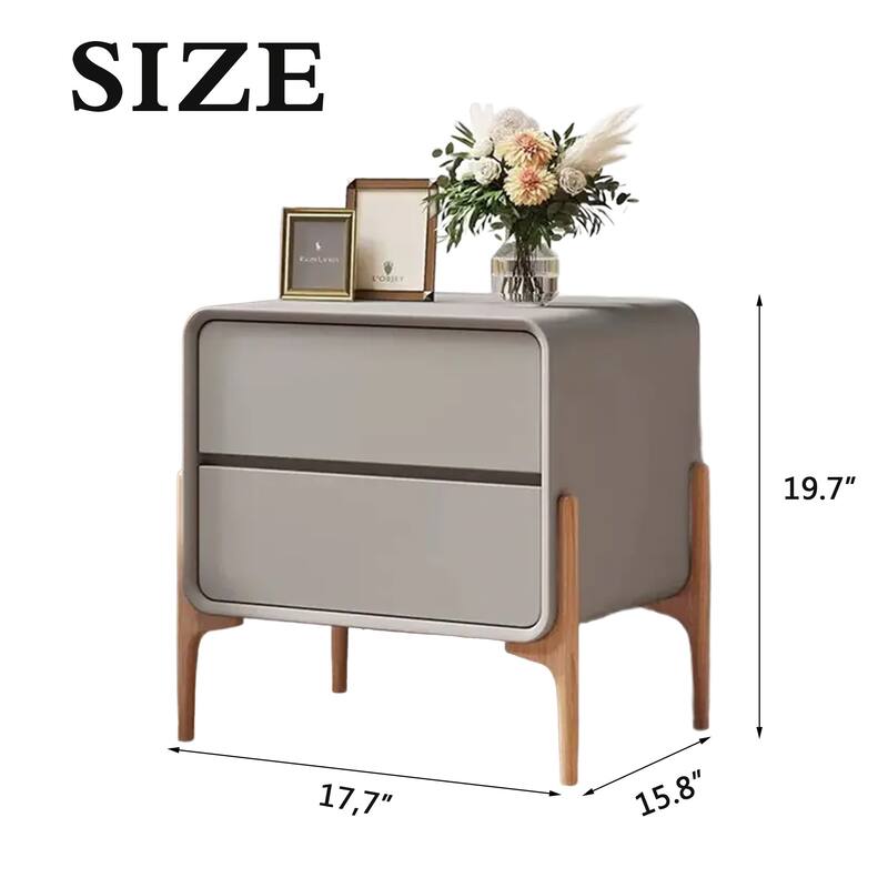 2 Drawer Nightstand with Large Storage Space Easy-To-Assemble