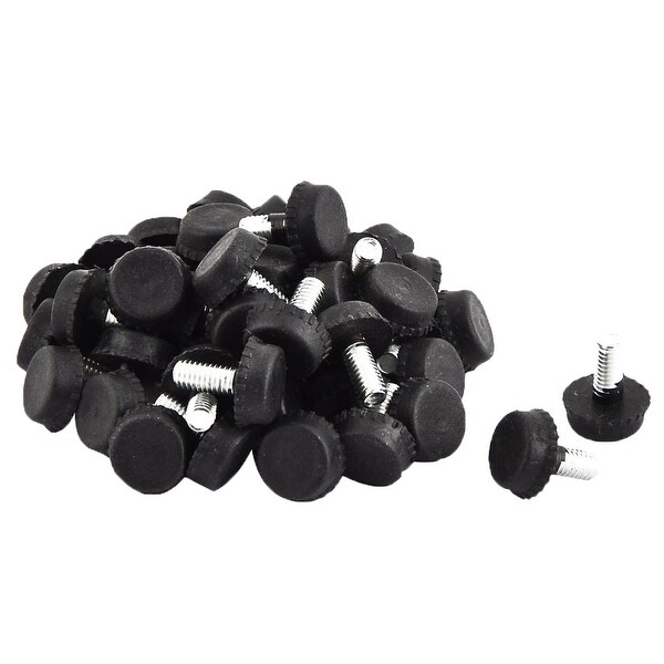 Unique Bargains 50 Pcs Antislip Plastic Round M6 x 14mm Chair Foot Cover Table Furniture Leg Protector Black