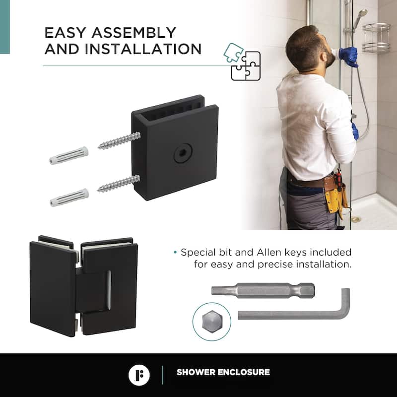 Fine Fixtures Shower Enclosure Neo Angle Frameless Tempered Glass