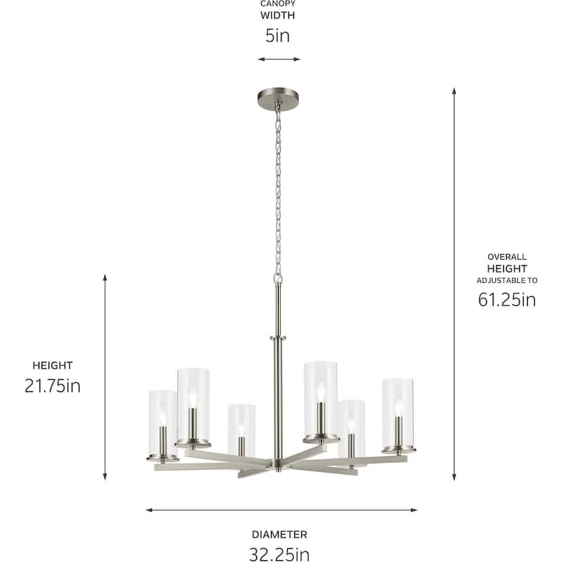 Kichler 44013 Crosby 6 Light 33" Wide Taper Candle Chandelier