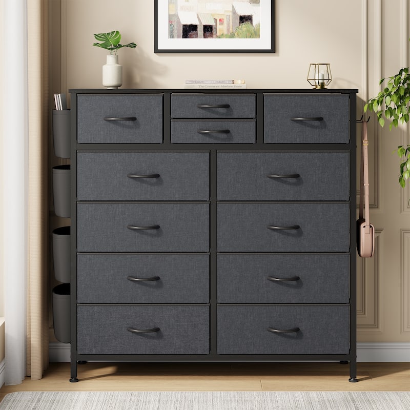 12 Drawer Dresser Fabric Tall Dressers for Bedroom Chest of Drawers
