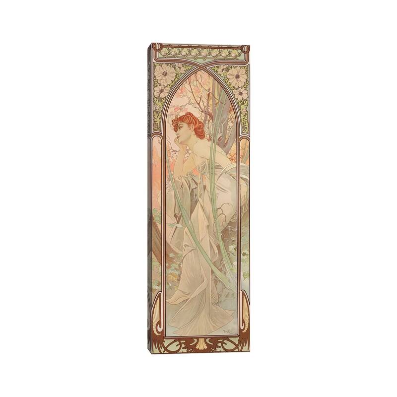 iCanvas "The Times of the Day - Evening Contemplation, 1899" by Alphonse Mucha Canvas Print