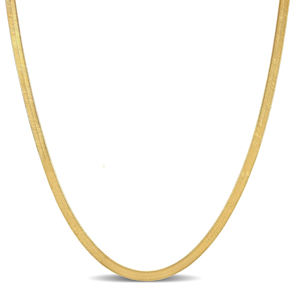 Miadora 3.5mm Flex Herringbone Chain Necklace in 10k Yellow Gold-16 in
