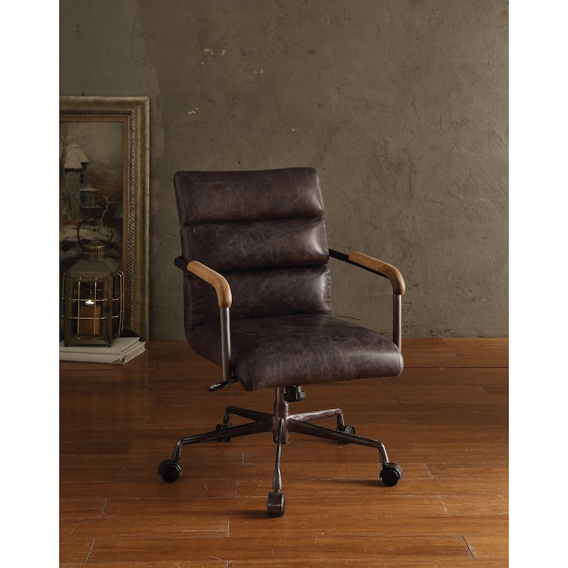Antique Slate Top Grain Leather Office Chair - Slate