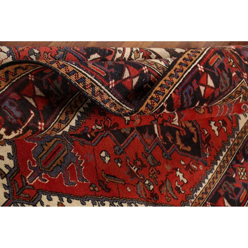 Geometric Heriz Persian Area Rug Handmade Wool Carpet - 5'0"x 6'3"