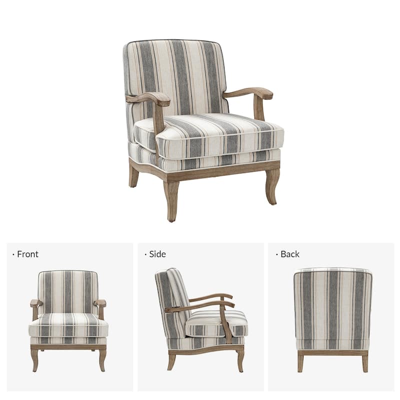 Rinaldo Farmhouse Polyester Armchair with Solid Wood Legs by HULALA HOME