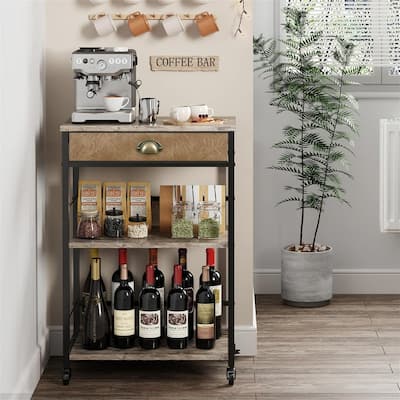 Coffee Bar Cart with Storage - 21.65"D x 13.76"W x 32.27"H