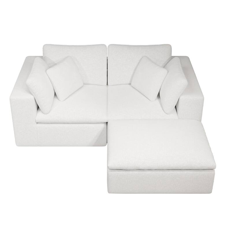 Roomfitters 78.8" Modular Sectional Sofa, 3-Piece Compressed Cloud Couch, No Assembly Required, Plush Corduroy, White