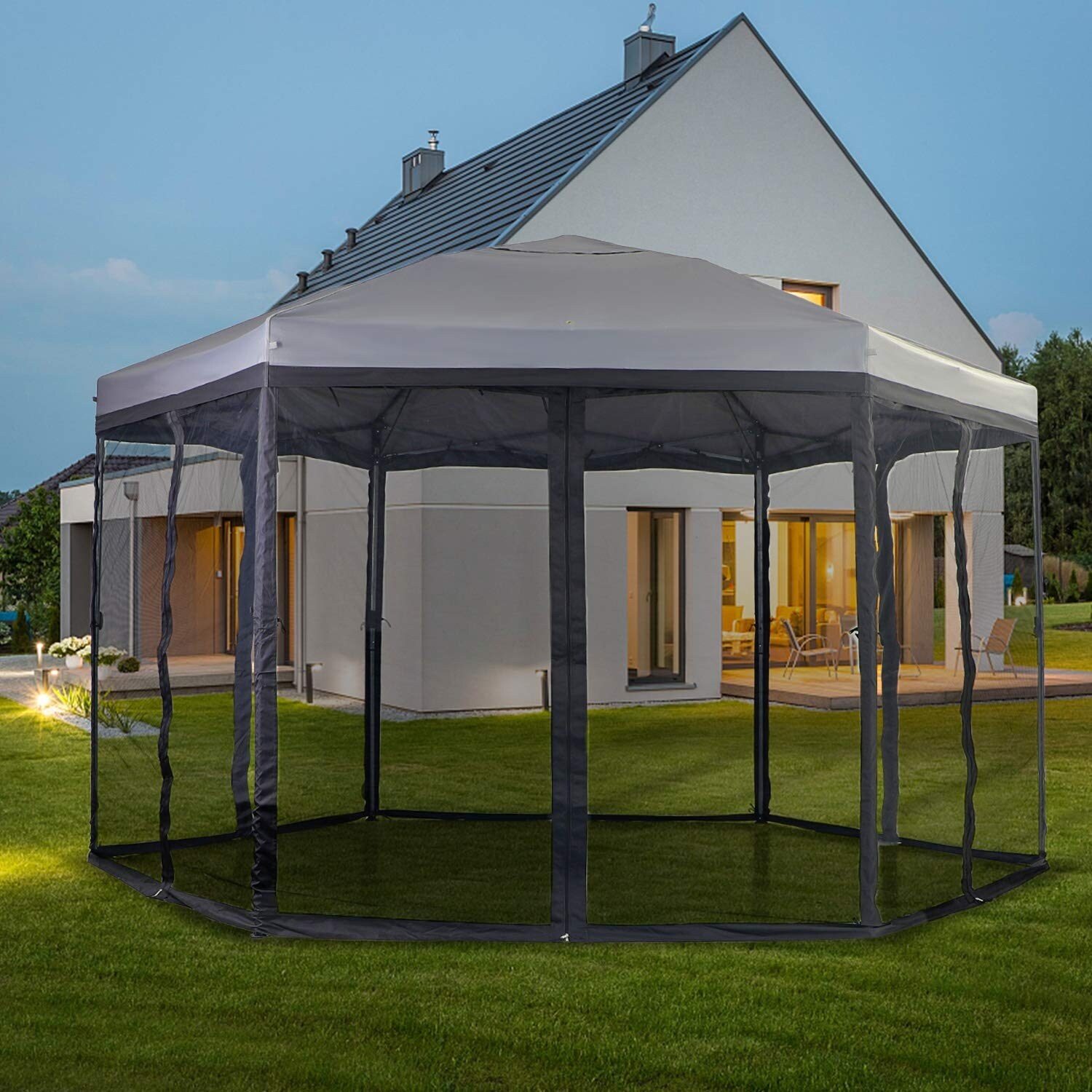 Shop Phi Villa 12x 10ft Pop Up Gazebo With Mosquito Netting 6 Sided For Patio Outdoor Bbq Garden Events Easy Set Up Overstock 32046186