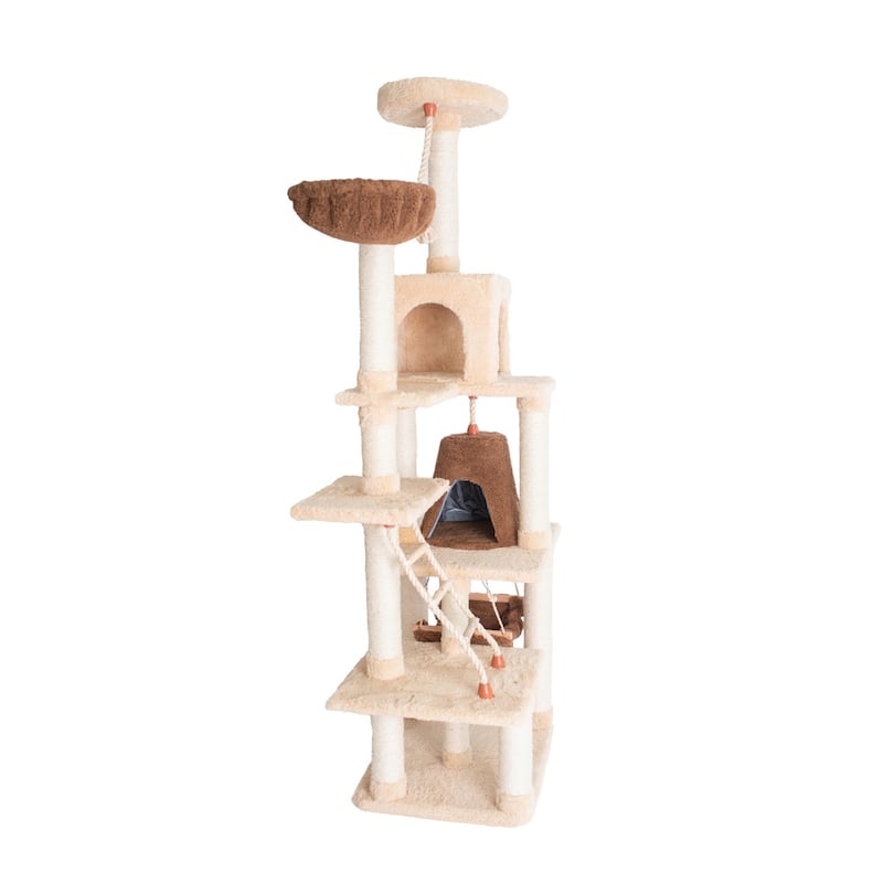 Real Wood Cat Climber Play House, Cat furniture With Playhouse,Lounge Basket