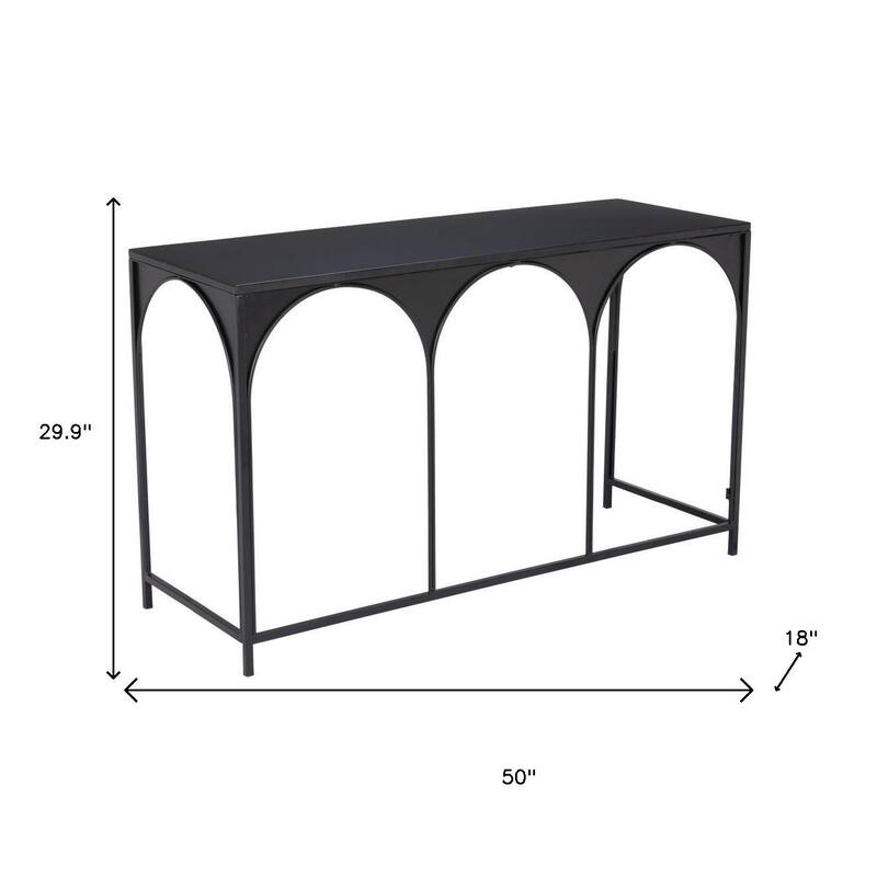HomeRoots 50" Black Steel Frame Console Table - 50.00 in. x 29.90 in. x 18.00 in.
