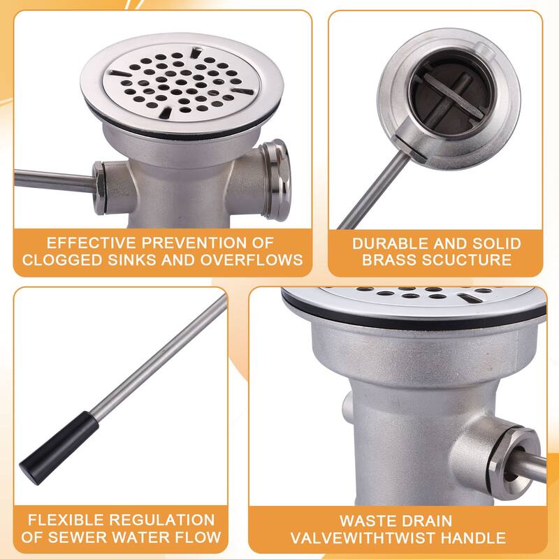 WOWOW 3-1/2 in. Sink Opening Waste Drain Valve