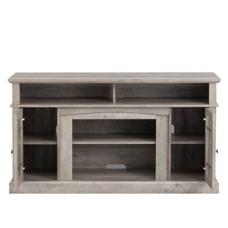 Gray 58" American Fireplace TV Stand with Electric Fireplace for TVs Up to 65"