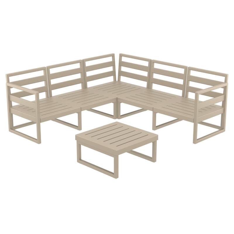 2 Piece Taupe Patio Sectional Lounge Set with Natural Sunbrella Cushion 78.75"