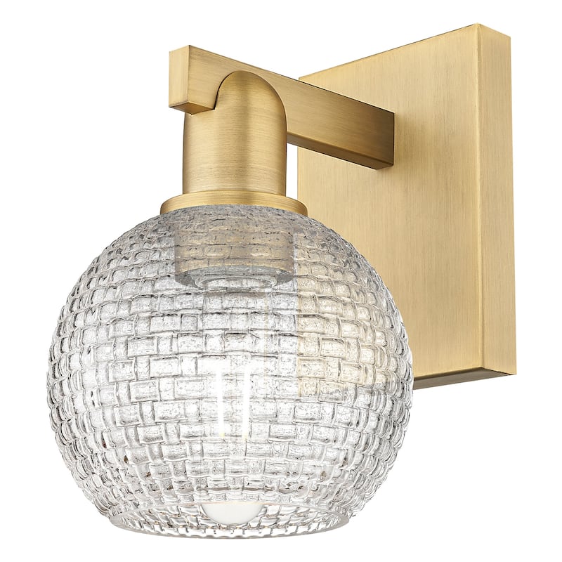Innovations Lighting 716-1W-10-6 Athens Sconce Athens 10" Tall Wall - Brushed Brass / Clear Basketweave