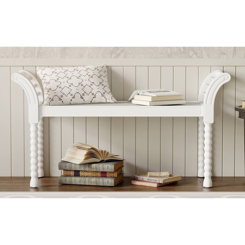 Elegant Retro Style Bench with Turned Legs
