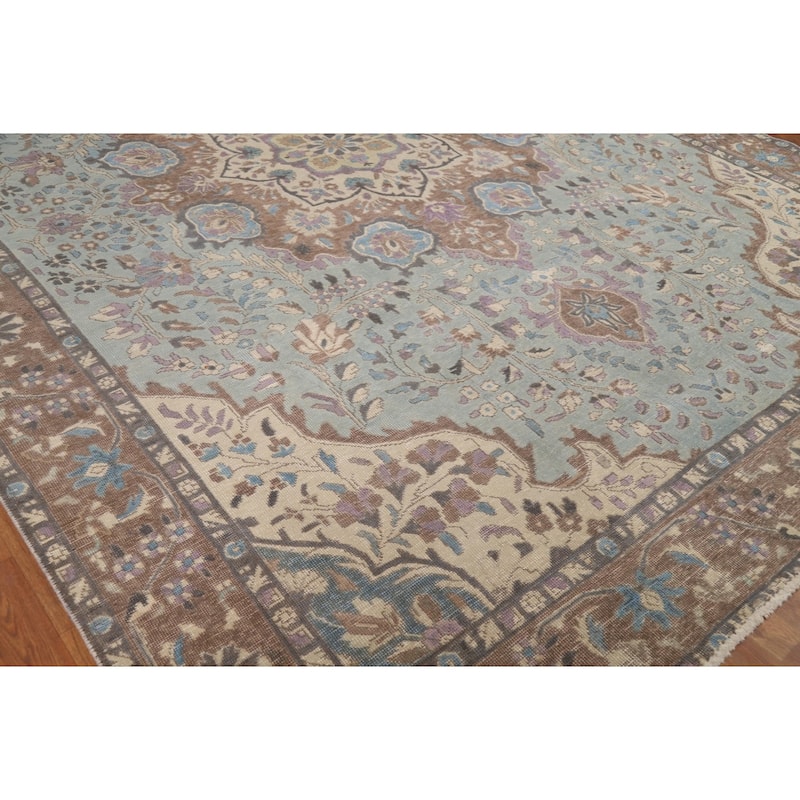 Traditional Floral Tabriz Persian Rug Traditional Handmade Wool Carpet - 9'7"x 12'8"