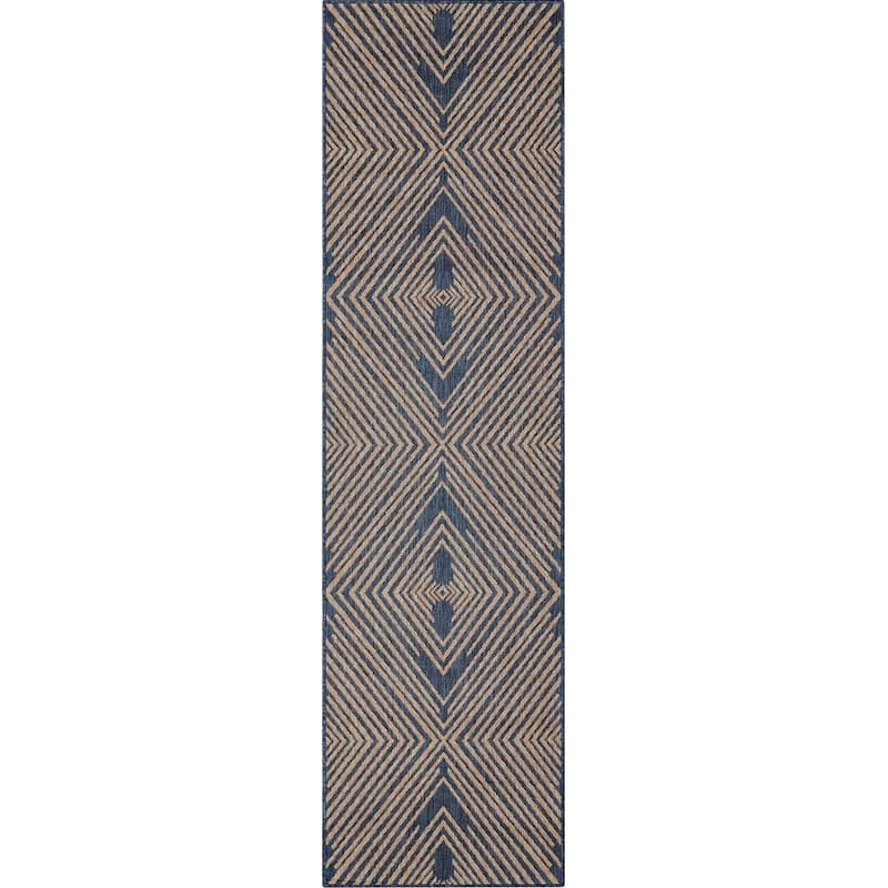 Well Woven Medusa Kesia Indoor Outdoor Striped Modern Area Rug - 2'7" x 9'10" Runner - Blue