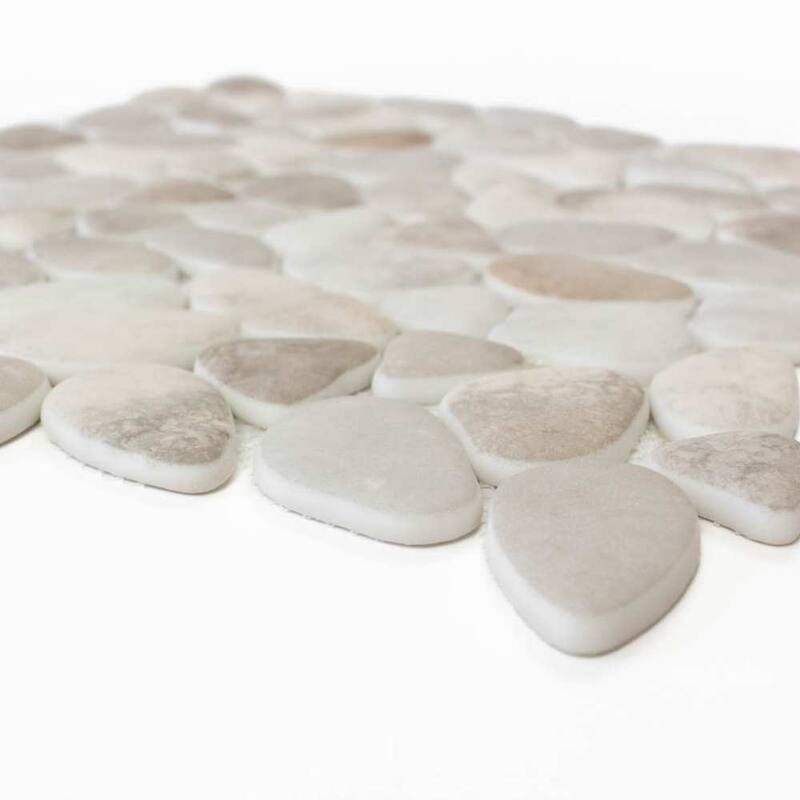 Huron Rock 12x12 Earth Mix Matte Glass Pebble Mosaic Tile - Floor, Wall & Backsplash