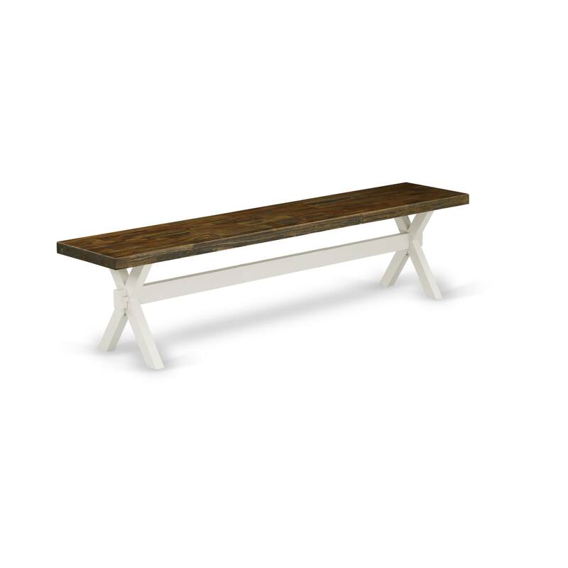 East West Furniture X-Style Modern Dining Bench with Wooden Seat, 72x15x18 Inch, Multi-Color (Finish Options)