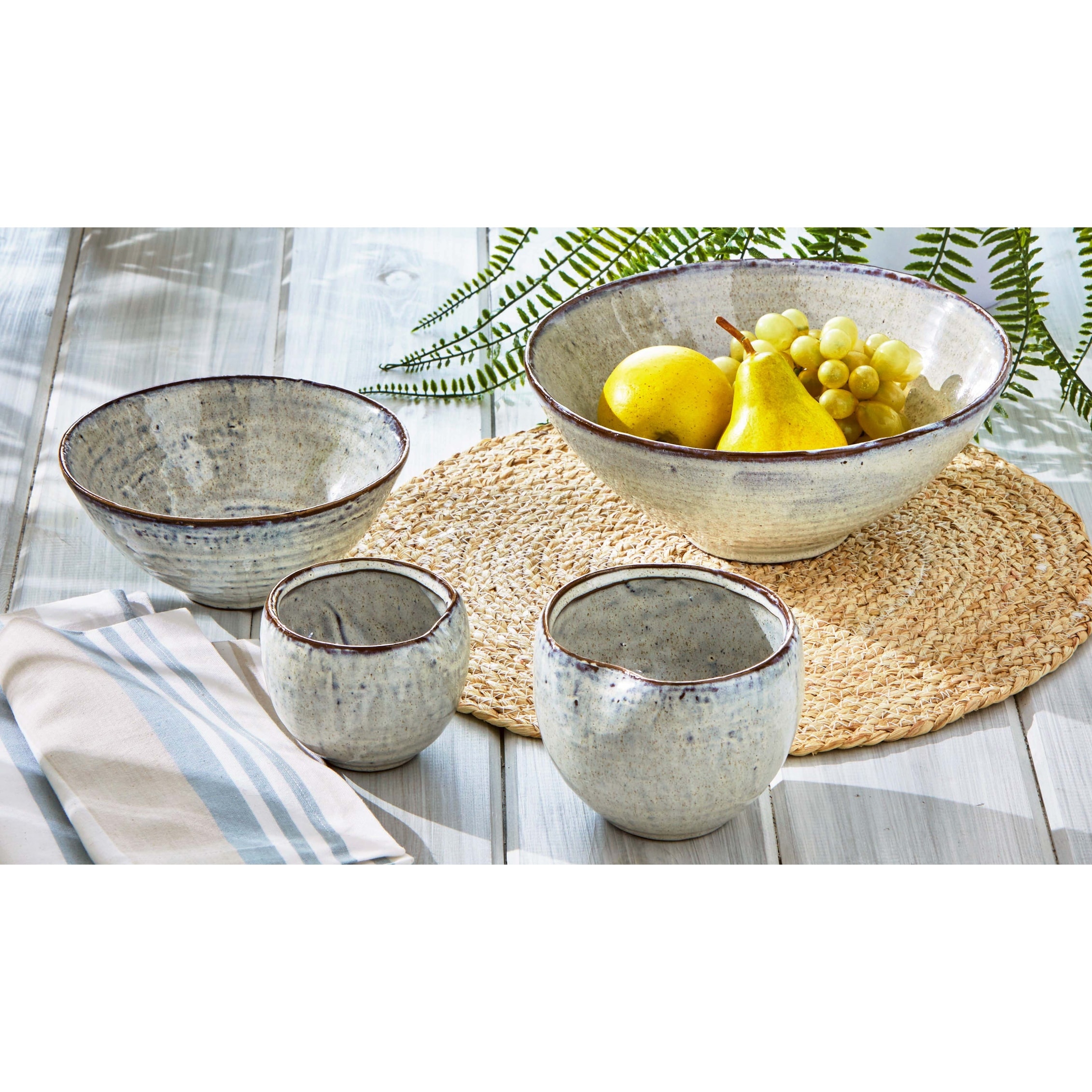 Large Reactive Glaze Pinch Bowl in Light Blue Stoneware 22oz