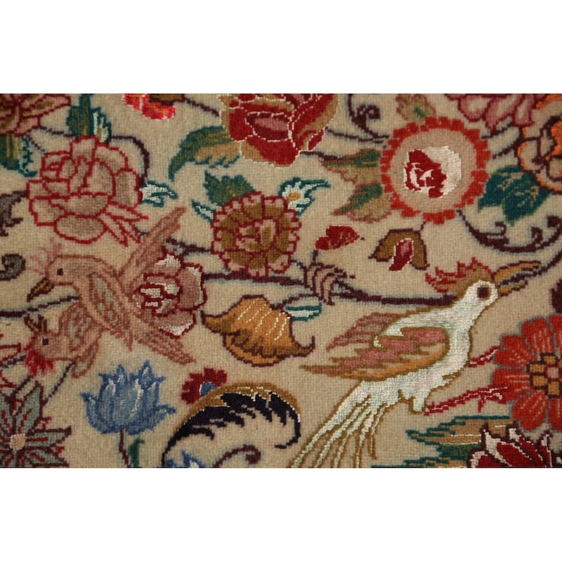 Vegetable Dye Tabriz Persian Area Rug Handmade Silk & Wool Carpet - 6'7" x 9'10"
