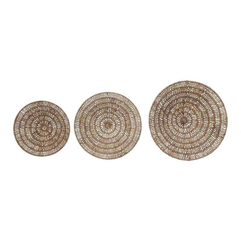 Woven Banana Bark Wall Décor, Set of 3 - Brown