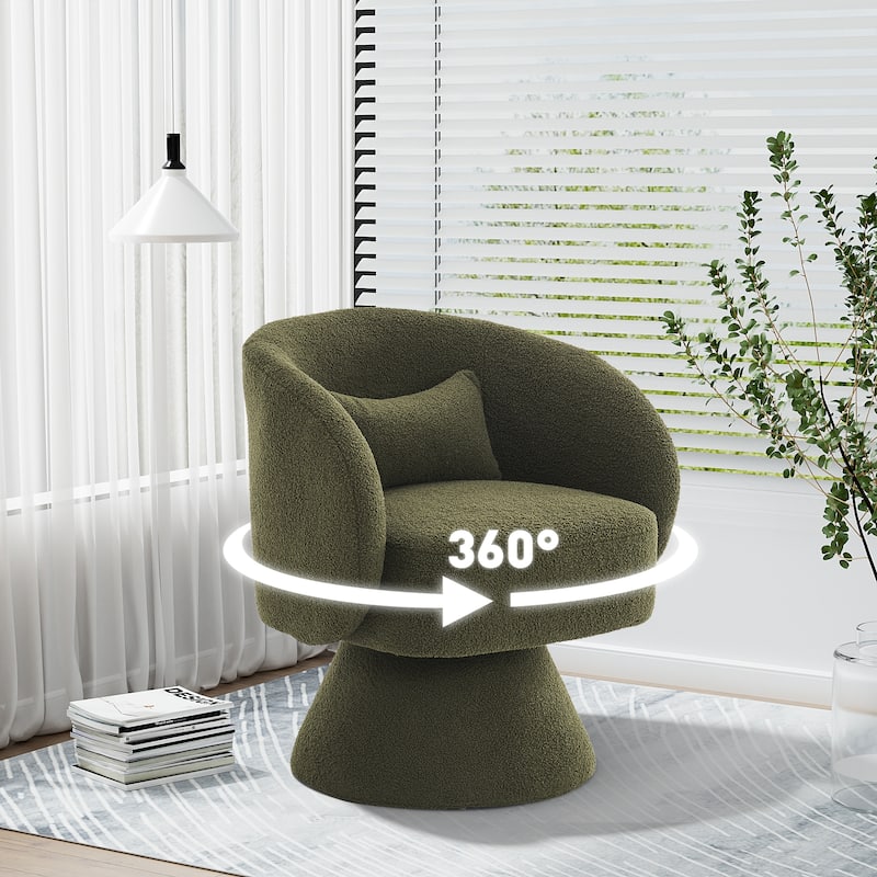 Ouyessir Teddy Sherpa Upholstered Swivel Cuddle Barrel Sofa Chairs