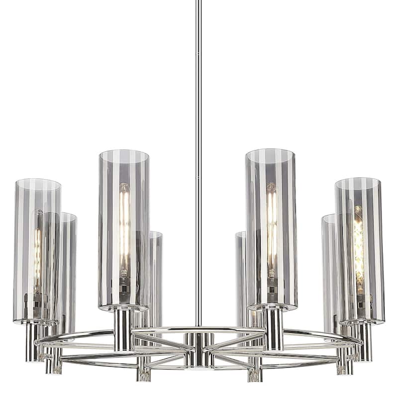 Innovations Lighting 434-8CR-15-32 Crown Point Chandelier Crown Point - Polished Nickel / Light Smoke