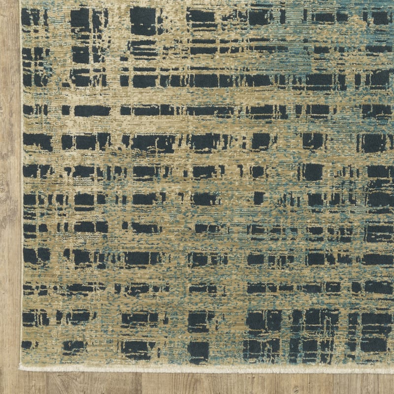 Style Haven Raphael Abstract Etchings Beige/ Blue Mixed Pile Area Rug