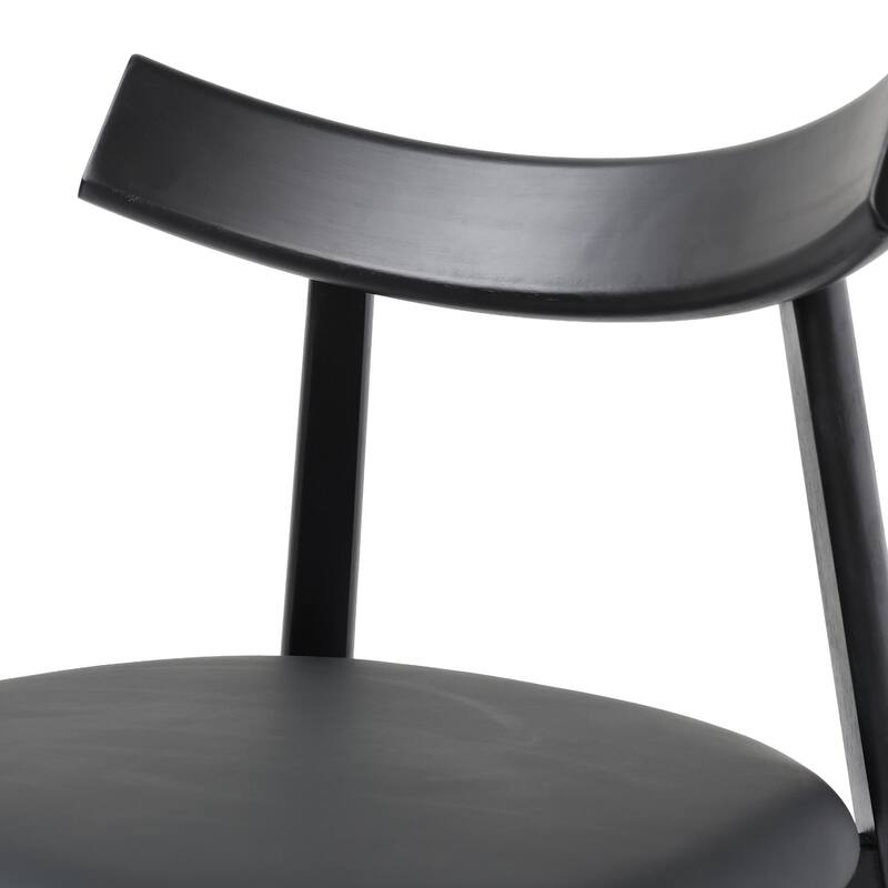 19" Modern Dining Kitchen Chairs PU Leather Seat Cushion wuth Solid Wood Legs Set of 2