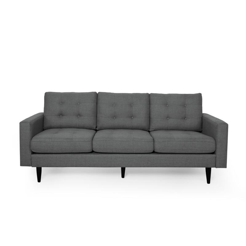 Button Tufted 3-seater Sofa with Birch Wood Legs