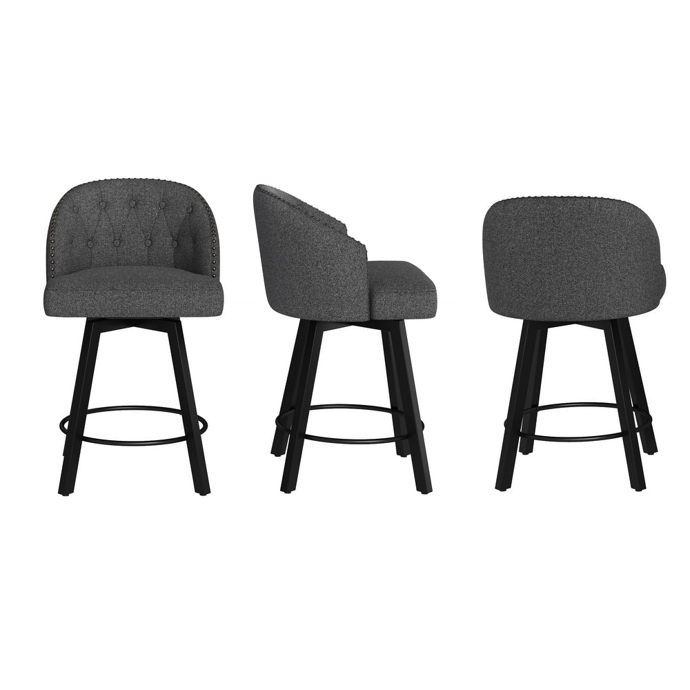 26" Swivel Counter Height Swivel Bar Stools Set of 3 Upholstered Counter Stools - 26" H