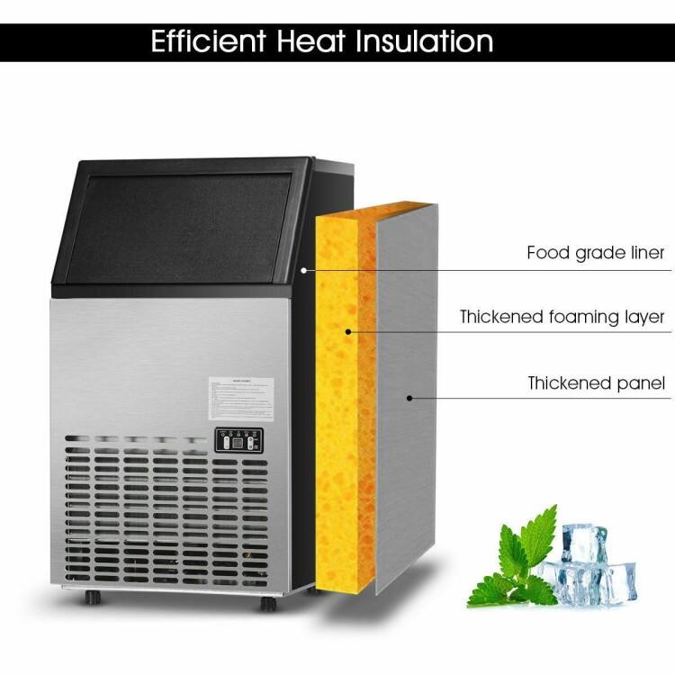 Portable Built-In Stainless Steel Commercial Ice Maker - 17.6" x 15.7" x 31.3"