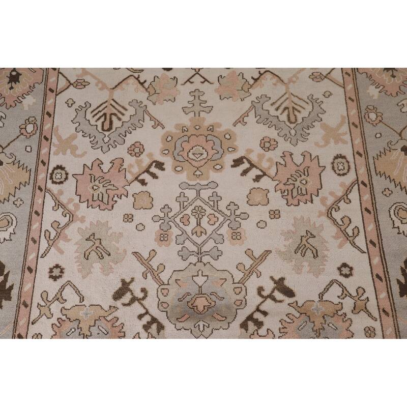 All-Over Oushak Living Room Area Rug Handmade Wool Carpet - 9'0"x 11'9"
