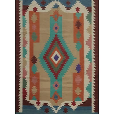 Hand Woven Oriental 100% Wool Carpet Southwestern Tribal Multi-Colored Kilim Area Rug - 10' 0'' X 8' 8''