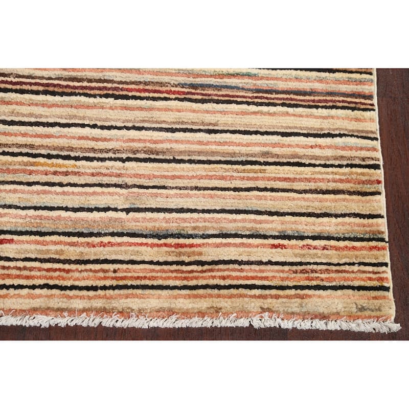 Striped Gabbeh Kashkoli Runner Rug Hand-knotted Oriental Wool Carpet - 2'7" x 9'5"