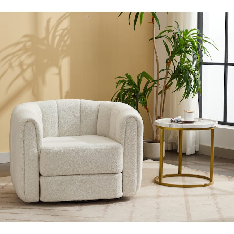 Swivel Teddy Accent Barrel Chair - White
