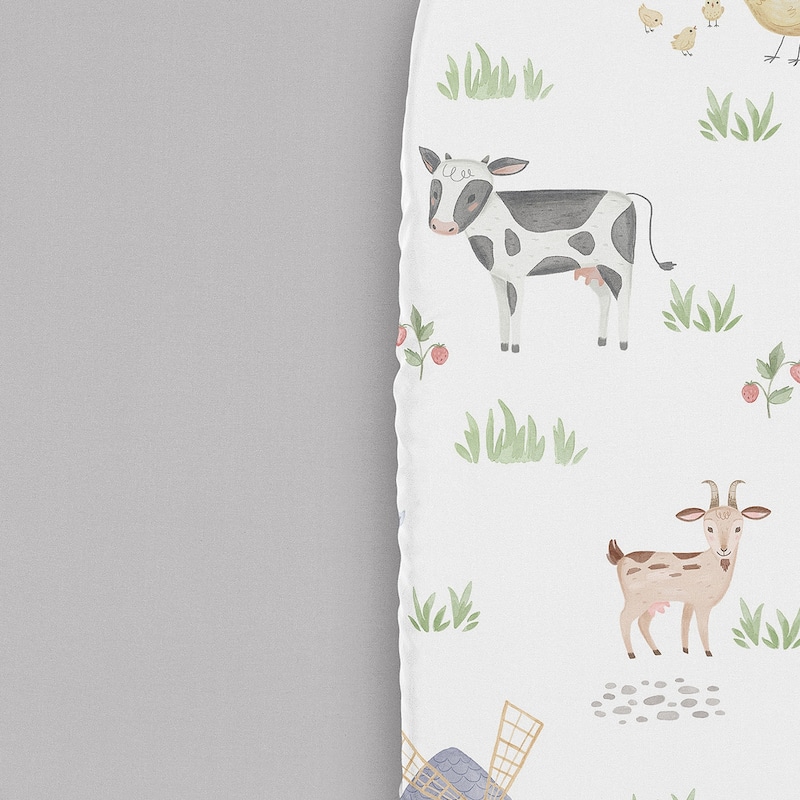 Sweet Jojo Designs Farm Animals Boy Girl Gender Neutral 2 Pack Baby Bassinet Fitted Sheets Watercolor Farmhouse Barn Horse Cow