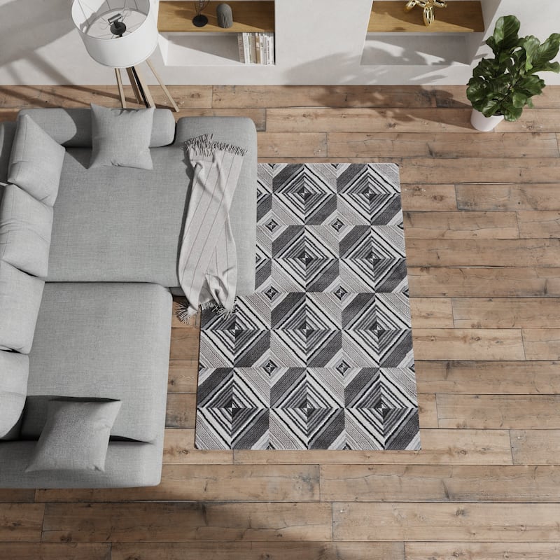 Carbon Loft Industrial Mid-century Diamond Rug