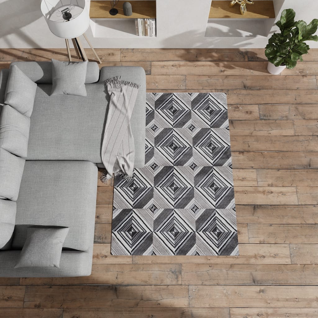 Carbon Loft Industrial Mid-century Diamond Rug