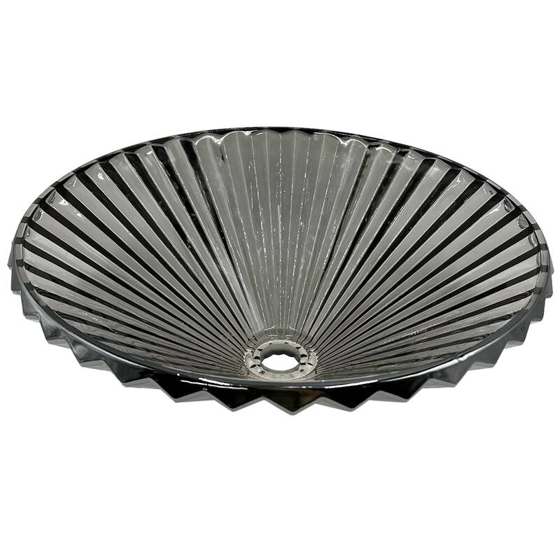 Decorative 20" Round Crystal Vessel Sinks With White Base