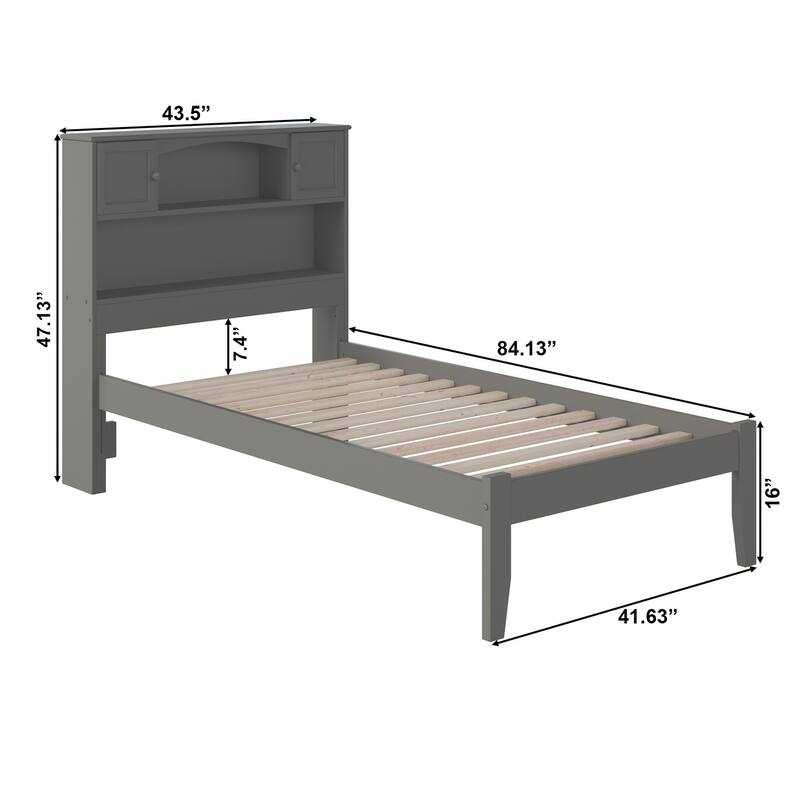 Newport Twin Platform Bed with Open Foot Board in Grey