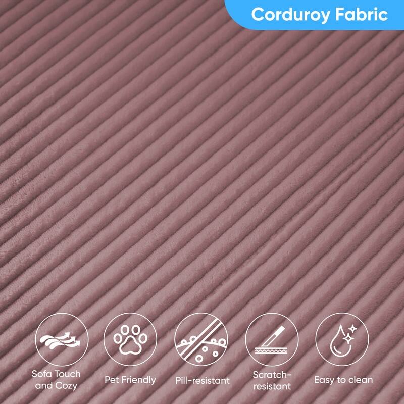 Mixoy 2-Pcs Free Combination Modular Sectional Sofas with Deep Seat,Corduroy L-Shaped Sofa with Chaise Lounge - 3-Seater