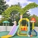 preview thumbnail 2 of 32, 5 in 1 Long Slide w/ Basketball Hoops,Football gate,Ringtoss,Swing Set