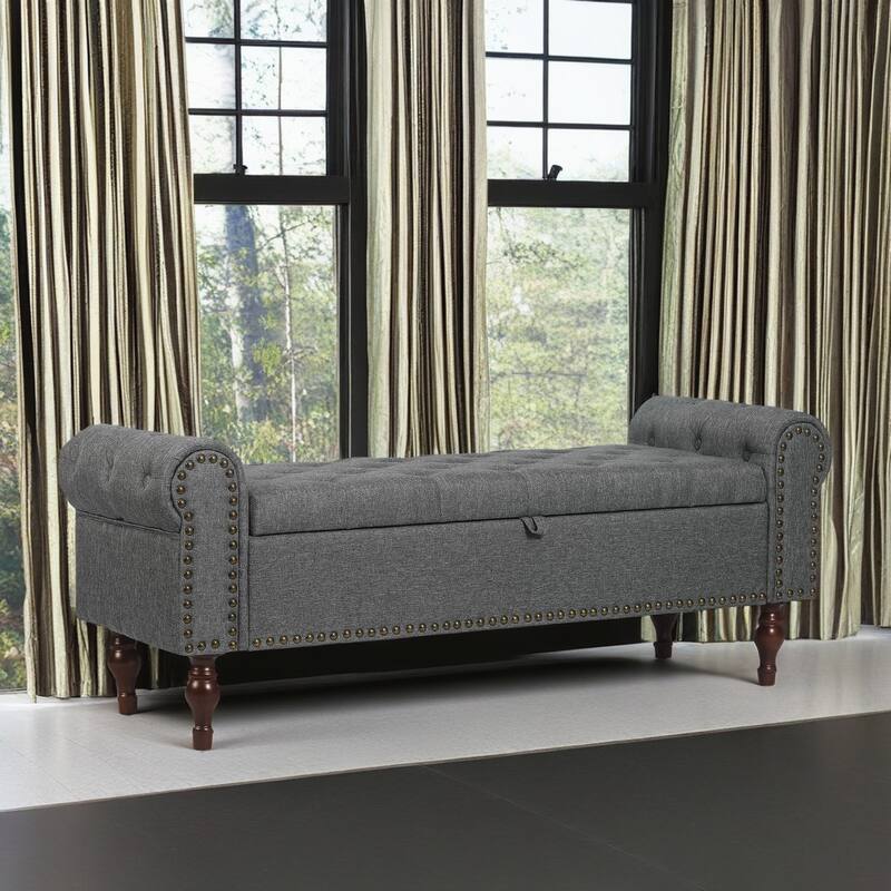 Adeco Storage Ottoman Bench for Bedroom