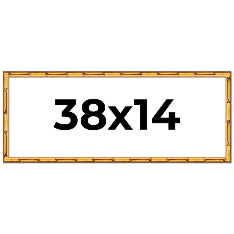 38x14 Frame Gold Bamboo Solid Wood Picture Frame | 1 Inch Moulding