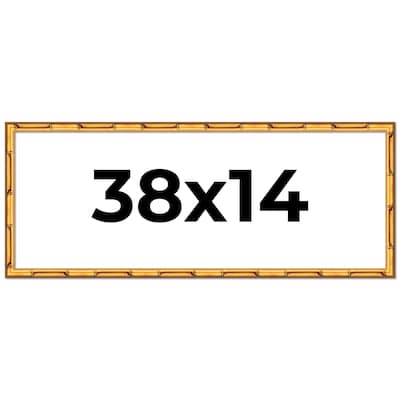 38x14 Frame Gold Bamboo Solid Wood Picture Frame | 1 Inch Moulding